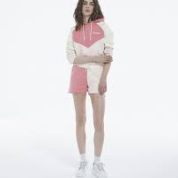 PINK AND ECRU FLEECE SWEATSHIRT WITH HOOD - Picture 3 of 16